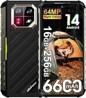 Armor 22 Pro 256GB Unlocked Rugged Phone, MTK G96 Android 14 Cell Phone, 64MP+64MP Night Vision Camera, 6.58" FHD+, 6600mAh 33W, Dual SIM 4G Rugged Smartphone Unlocked, NFC GPS OTG FM, Green