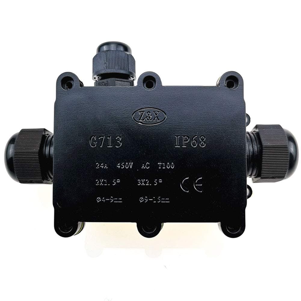 Black Cable Connectors 3-Way, IP68 Waterproof Electrical Junction Boxes, Waterproof Cable Connector, Junction Boxes 3-Way, IP68 Waterproof 3-Way, Waterproof 3-Way Cable Connector, Junction Box