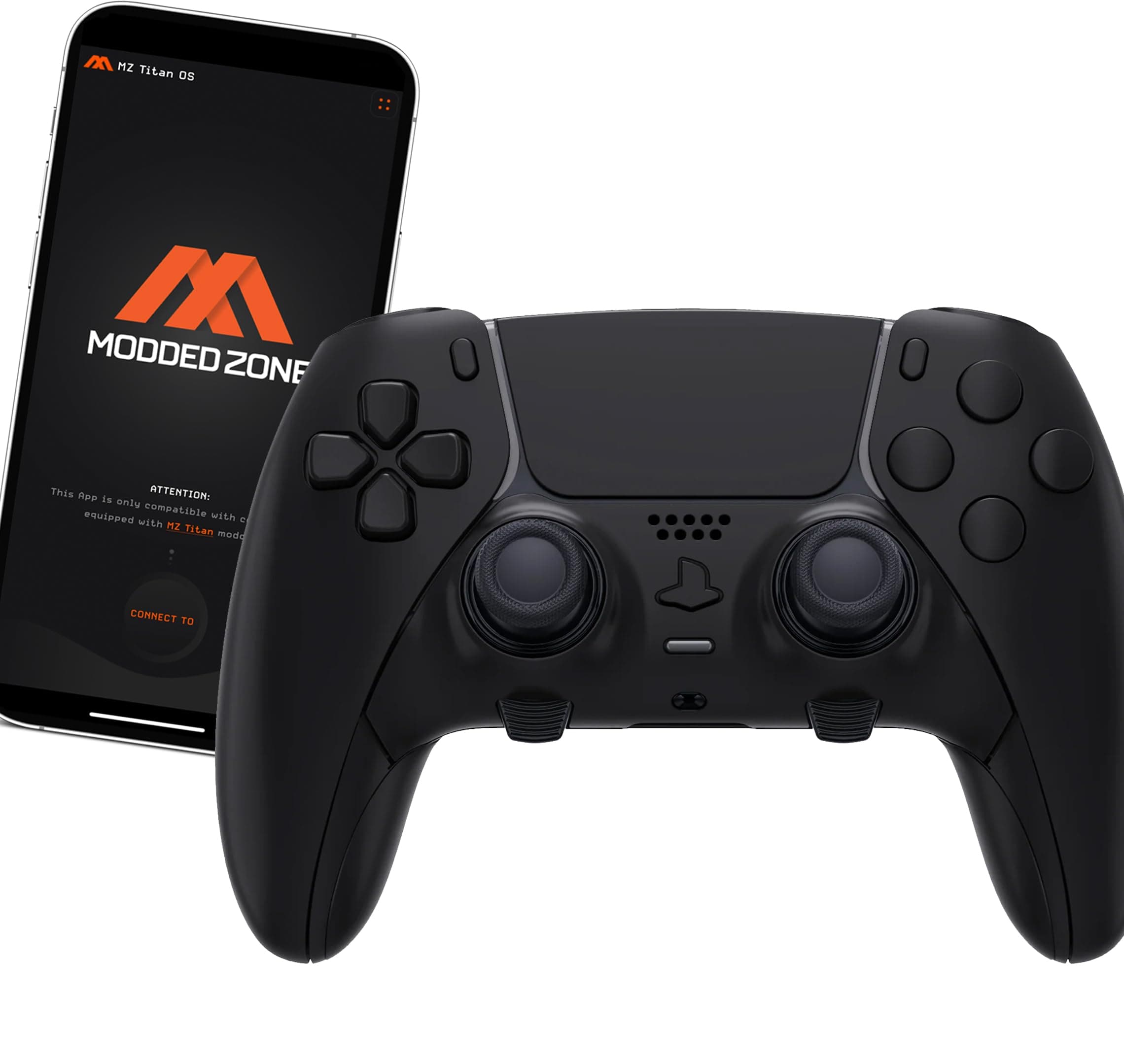 MODDEDZONE Custom Modded EDGE Controller for PS5 & PC With Mobile App Controlled Smart Anti-Recoil and Rapid Fire Mods - Boost Performance and Win with Unique Designed Wireless Controller Black