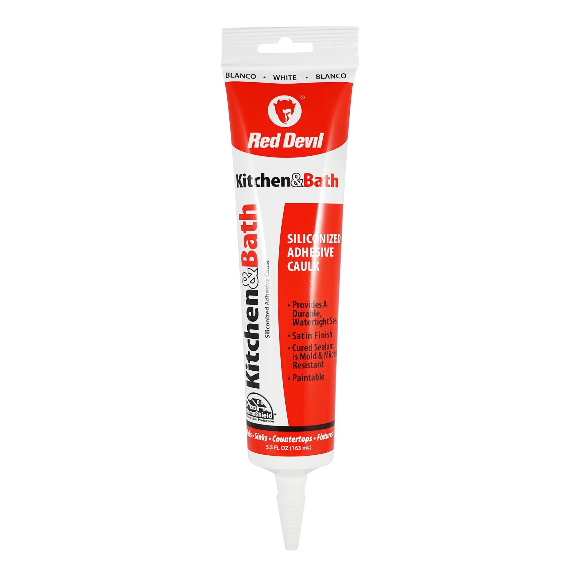 Red Devil 0405 Kitchen & Bath Caulk Siliconized Acrylic White 5.5 Oz. Tube