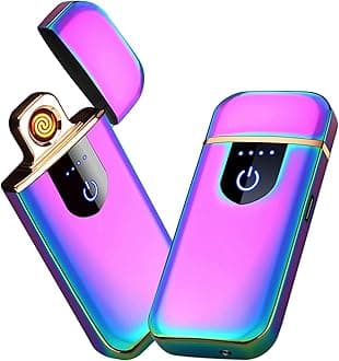 Electronic Lighter USB Rechargeable, Mini Portable Design with Touch Dual-Sided Ignition - Windproof and flameless, Featuring Plasma Technology, Battery Indicator, and Lightweight Build (Rainbow)
