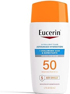 Sun Advanced Hydration Ultra-Lightweight Face Sunscreen SPF 50 with Hyaluronic Acid & Humectants, Hydrating Sunscreen for Face, Non Comedogenic and Hypoallergenic, 1.7 Fl Oz Bottle
