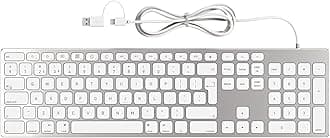 All-Aluminium Wired Keyboard for Mac with USB-A/USB-C 2-in-1 Plug-and-Play Cable, Full-Size Numeric Keypad and Metal Unibody Design, Compatible with Apple iMac, Mac mini and MacBook