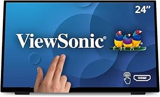 ViewSonic TD2465 24 Inch 1080p IPS Touch Screen Monitor with Advanced Ergonomics, HDMI and USB Inputs,Black