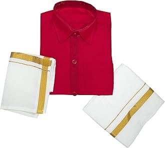 NITHILA CREATIONS Boys Traditional Adjustable Lungi Dhoti Shirt Mundu Set (CMonly-$)