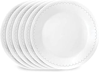 Corelle 6-Piece 6.75" Appetizer Round Plates, Vitrelle Triple Layer Glass, Lightweight Round Plates, Dessert Plates, Chip and Scratch Resistant, Microwave and Dishwasher Safe, Caspian
