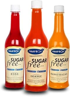 Newtrition Plus Redefining Nutrition Sugar Free Premium Flavoured Rose, Mango & Orange Mixers Syrub, (500 ml Pack of 3)