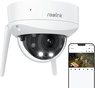 REOLINK 4K WiFi Security Camera Outdoor, Dome Surveillance Camera with IK10 Vandal-Proof, Wi-Fi 6 New Tech, Smart Detection, 5X Optical Zoom, Color Night Vision, Non-PT Cam, DC (12V/1A), RLC-843WA
