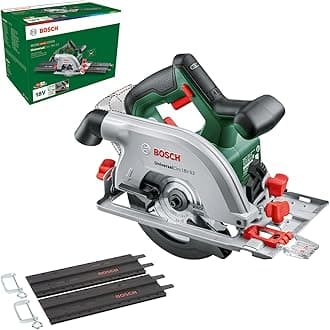 Bosch Cordless Circular Saw UniversalCirc 18V-53 (Precise Sawing in Any Wooden Material; Max. Cutting Depth 53 mm; 2-Piece Guide Rail Set; 18 Volt System; Without Battery) – Amazon Edition