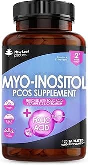 Myo-Inositol PCOS Supplement - Myo Inositol Capsules PCOS Supplement Enriched with Folic Acid, Vitamin B12 and Chromium - Hormones Balance for Women 120 Vegan Capsules UK Made New Leaf Vitamin B8