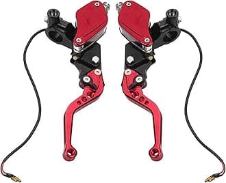 - Motorcycle Brake Clutch Pump Lever with Dual Hydraulic Master Cylinder Reservoir Set 7/8" 22mm Piston Universal CNC Compatible with Honda Yamaha Kawasaki Suzuki (Red)