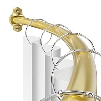 Mcrbeay Shower Curtain Rod Curved, Adjustable 40-72 inches Extra Wide Shower Rods for Bathroom, Rust proof Shower Rod, Stainless Steel Curved Curtain Rod for Shower, Bathtub, Gold
