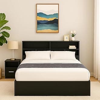 MATTERHORN Engineered Wood Bed in Teak Brown – Queen Size Double Bed with Box Storage and Headboard Storage (L1985 x W1560 x H300 mm) | Wooden Bed for Bedroom, Durable & Stylish Design (Ebony Black)