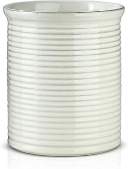 YHOSSEUN Cooking Utensil Holder, Ceramic Utensil Holder for Kitchen Counter, 6.8” Large Kitchen Utensil Holder Crock for Utensils, Farmhouse Utensil Organizer Storage Caddy