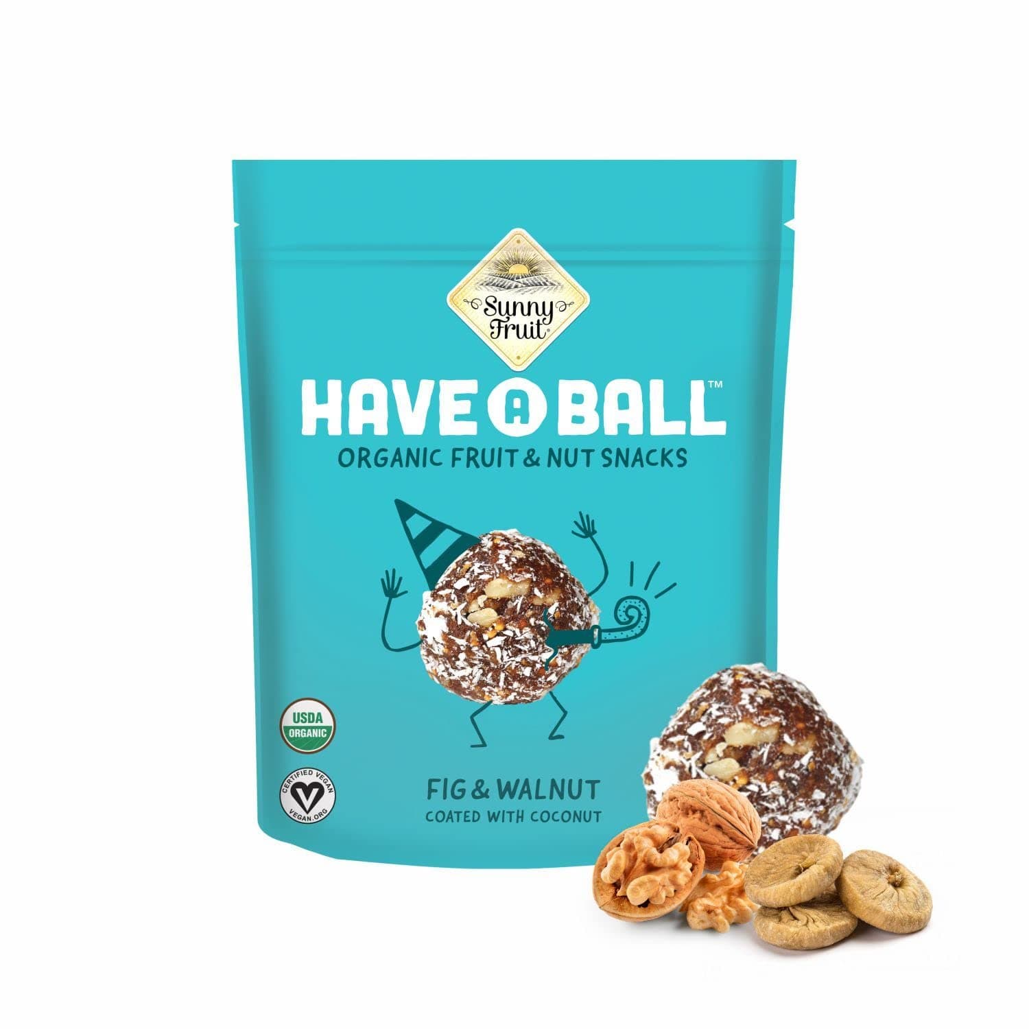 Sunny Fruit 100% RAW Fruit & Nut Snacks, Fig & Walnut, 1-Pack (9 Balls Per Bag) | No Sugar Added | Healthy, Convenient, On-the-Go Energy Balls | ORGANIC, VEGAN, GLUTEN-FREE, KOSHER