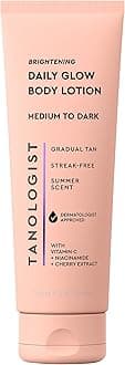 Tanologist Brightening Daily Glow Gradual Self-Tanning Lotion Medium to Dark, Lightweight Moisturizer with Vitamin C, Niacinamide & Cherry Extract, Buildable, Streak-Free, Hydrating, 250ml