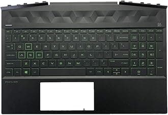 Replacement for HP Gaming Pavilion 15-DK 15-DK0126TX TPN-C141 Laptop Upper Case Palmrest Green Backlit Keyboard Assembly Part L57593-001 AP2K8000310