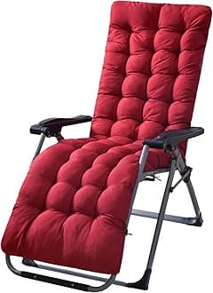 KOCASO 67x22x3in Chaise Lounger Cushion Bench Patio Recliner Rocking Chair Sofa Mat Deck Chair Cushion Indoor Outdoor Furniture Pat with 6 Ties & 1 Non-Slip Top Cover, Red (Only A Cushion)