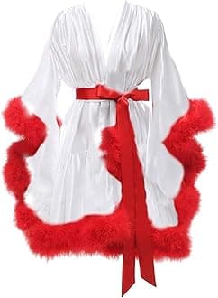 yinyyinhs Women's Feather Robe Silk Satin Bridal Dressing Gowns Short Nightgown Bathrobe Sleepwear Maternity Photoshoot Robe