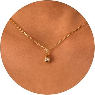 Gold Necklace for Women-14K Gold Plated Teardrop Dainty Necklace Water Drop Pendant Necklace for Women