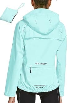 Women's Rain Jackets Waterproof Windbreaker Packable Running Lightweight Cycling Jacket Reflective Hooded