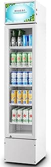 BODEGACOOLER Commercial Bar Beverage Fridge,5.7 Cu.Ft White Commercial Drink Cooler,Freestanding Bar Cooler Glass Door For Convenience Store Lobby Night Club for Cooling Wine,Beer,Soda Drinks