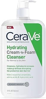 CeraVe Hydrating Cream To Foam Cleanser | Makeup Remover Face Wash For Dry Sk...