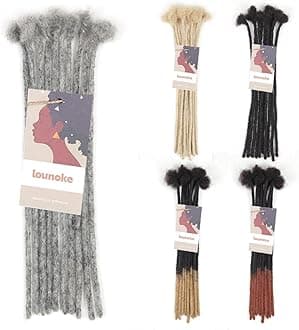 Lounoke12Inch 40 Strands Loc Extensions Human Hair, 0.6cm Pencle Size Dreadlock Extensions Human Hair for Women Men Kids Full Handmade Permanent Dreads Locs(salt)
