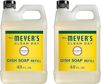 Mrs. MEYER'S CLEAN DAY Liquid Dish Soap Refill, Honeysuckle 48 Fl Oz (Pack of 2)
