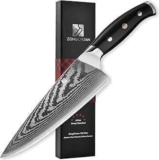 13C Max Damascus Meat Cleaver Knife,8" Chef Knife, S35VN Powdered 67 Layers High Carbon Stainless Steel,6-Star Sharp,G10 Black Handle,Love's Gift Box