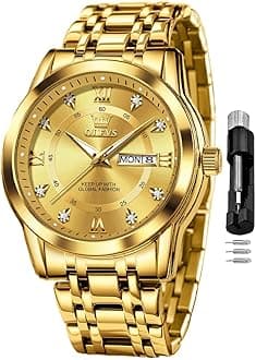 OLEVS Watch for Men Classic Business Dress Analog Quartz Stainless Steel Waterproof Luminous Date Diamond Men Silver Watch