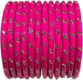 COLORIQUE Lac Bangles Set for Women & Girls – Handcrafted Indian Ethnic Bangles with Sparkling Stone Embellishments (Pack of 12)