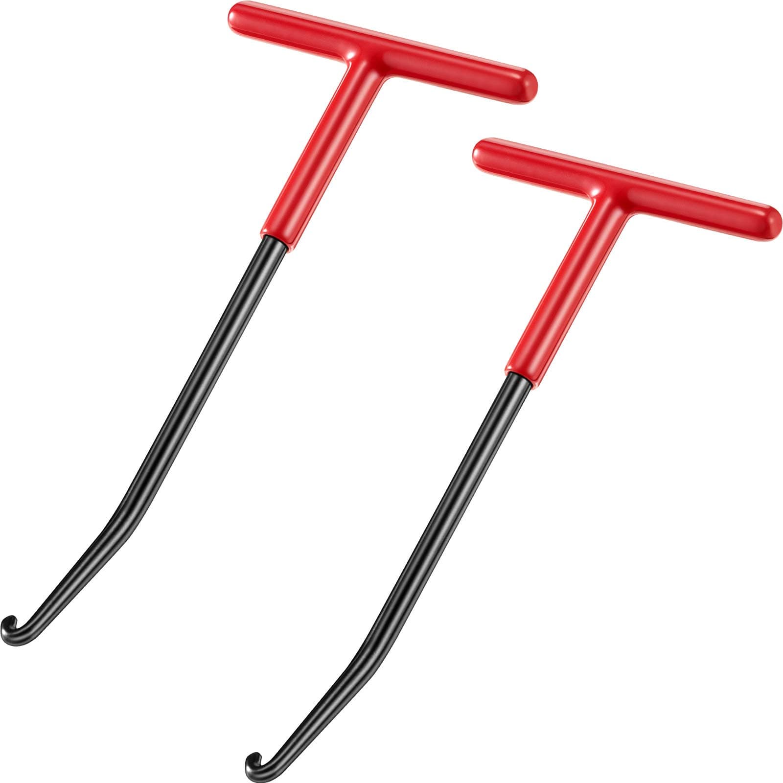 2 Pieces Exhaust Spring Puller Tool Hooks Tool Exhaust Hangers Removal Motorcycle Trampoline T Handle Hooks Expander Snowmobile Puller Pipe for Dirt Bike(Red with Black)