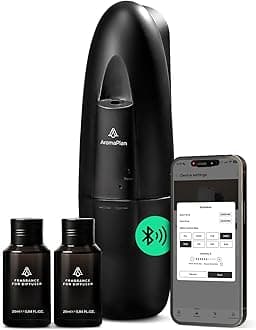 AromaPlan 5 Star Collection Plug in Diffuser (2 Fragrances Included)-Cold Air & Waterless Diffusers for Home & Office- Silent Wall Diffuser Plug in, Bluetooth App Control, 1000 sq. ft (Black)