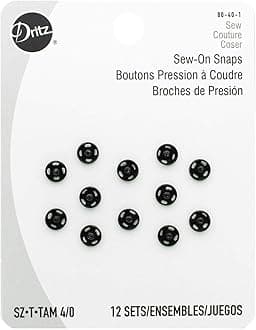 DritzSew-On Snaps, Black, Size 4/0