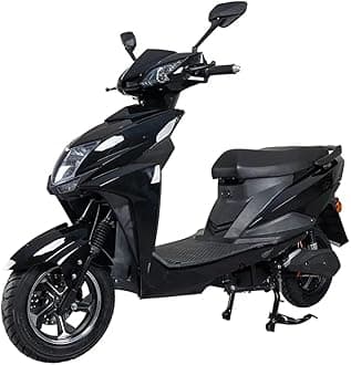Electric Scooter, Sporty Design, Black and Grey, LED Headlight, Wide Seat, Waterproof Lithium Ion Battery with 48V 30AH Range 50-60km Speed:35-40km/h Non RTO-EV Bike