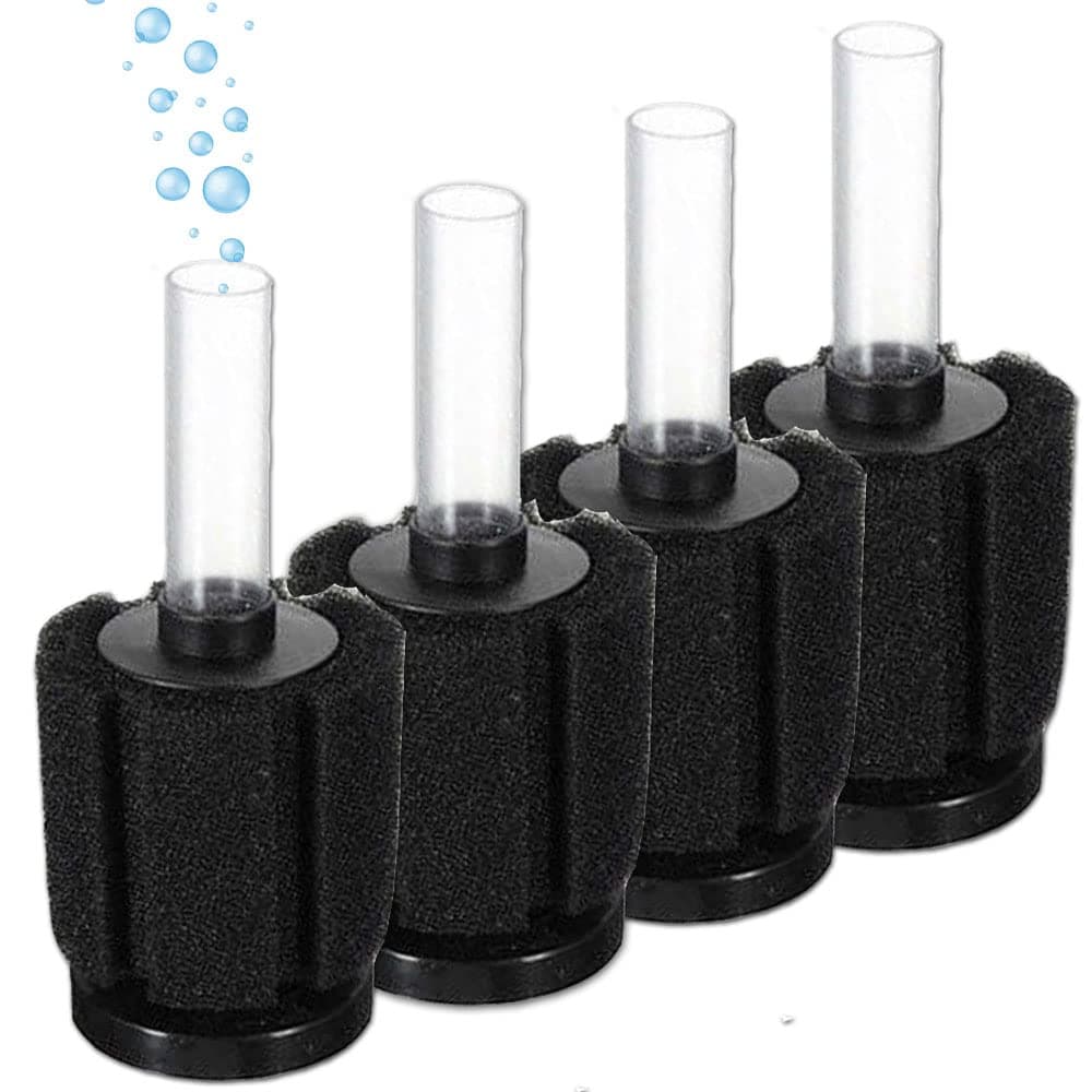 Bio Sponge Filter Air Pump Driven Up to 20 Gallon Each, Breeding Fry Betta Shrimp Fish Tank Aquarium (Small 4-Pack)