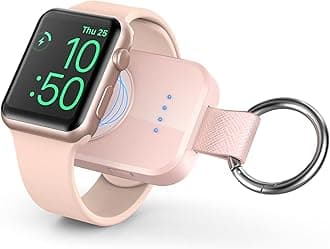 i.VALUX Portable Wireless Charger for Apple Watch, Mini 1000mAh Smart Keychain Power Bank, Compatible with Watch Series 7/6/5/4/3/2/1/SE(45/41/44/42/40/38), iWatch Charger Travel with Charging Cable