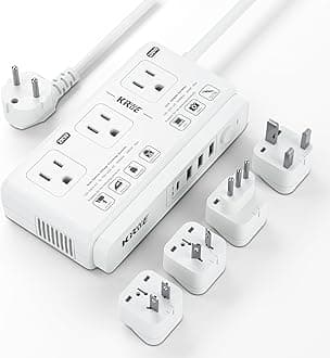 220v to 110v Voltage Converter Adapter: Universal US to Europe Travel Power Strip Plug Transformer - 2000W Electric Hair Dryer Outlet Converters for US European UK EU Italy