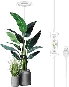 yadoker Plant Grow Light, LED Growing Light Full Spectrum for Indoor Plants,Height Adjustable, Automatic Timer, 5V Low Safe Voltage,Idea for Large Plant Light