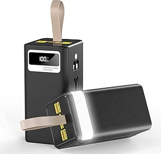 Power Bank 60000mAh High Capacity Portable Charger, 22.5W PD Fast Charging Built in Cables Battery Pack, 7 Outputs & 3 Inputs, Flashlight and LCD Display Power Bank for iPhone, Android, Camping