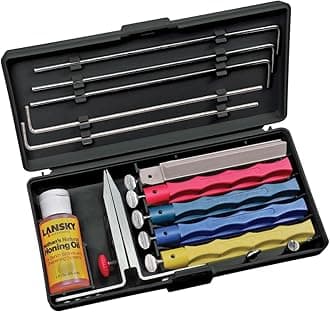 Lansky Professional Knife Sharpening System: 5-Stone Ceramic Knife Sharpener Kit with Honing Oil - LKCPR