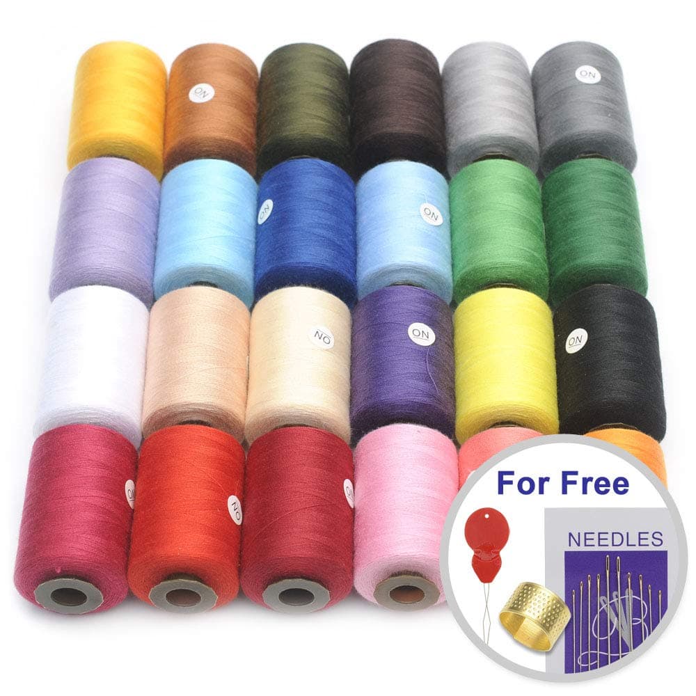 MILIJIA Sewing Threads, 24 Colors Polyester Thread, 1000 Yards Each Spools, Sewing Kits for Hand & Most Sewing Machine