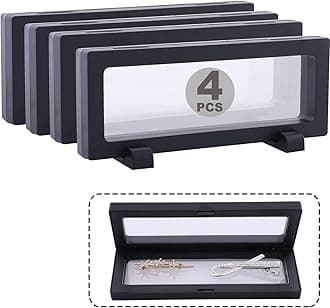 4 Set 7.1 Inch 3D Floating Display Frame Case for Jewelry, YITOU Challenge Coin Display Stands Case Holder for Fossil, Rock, Gemstones, Megladon Tooth, Specimens, Floating Frame Case