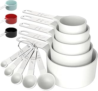 Measuring Cups & Spoons Set, Stackable Cups and Spoons, Nesting Measure Cups with Stainless Steel Handle, Kitchen Gadgets for Cooking & Baking