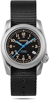 BODERRY Men's Watch Titanium Automatic Field Watch 40mm Military Watch Day Date Function 100M Waterproof with Nylon Strap Japanese Mechanical Movement & Screw Down Crown—Voyager