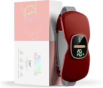 Heating Pads for Cramps, Portable Cordless Menstrual Heat Pad, Period Pain Relief Heating Pad with 3 Heat Levels and 3 Massage Modes, Back or Belly Heated Pad, Red