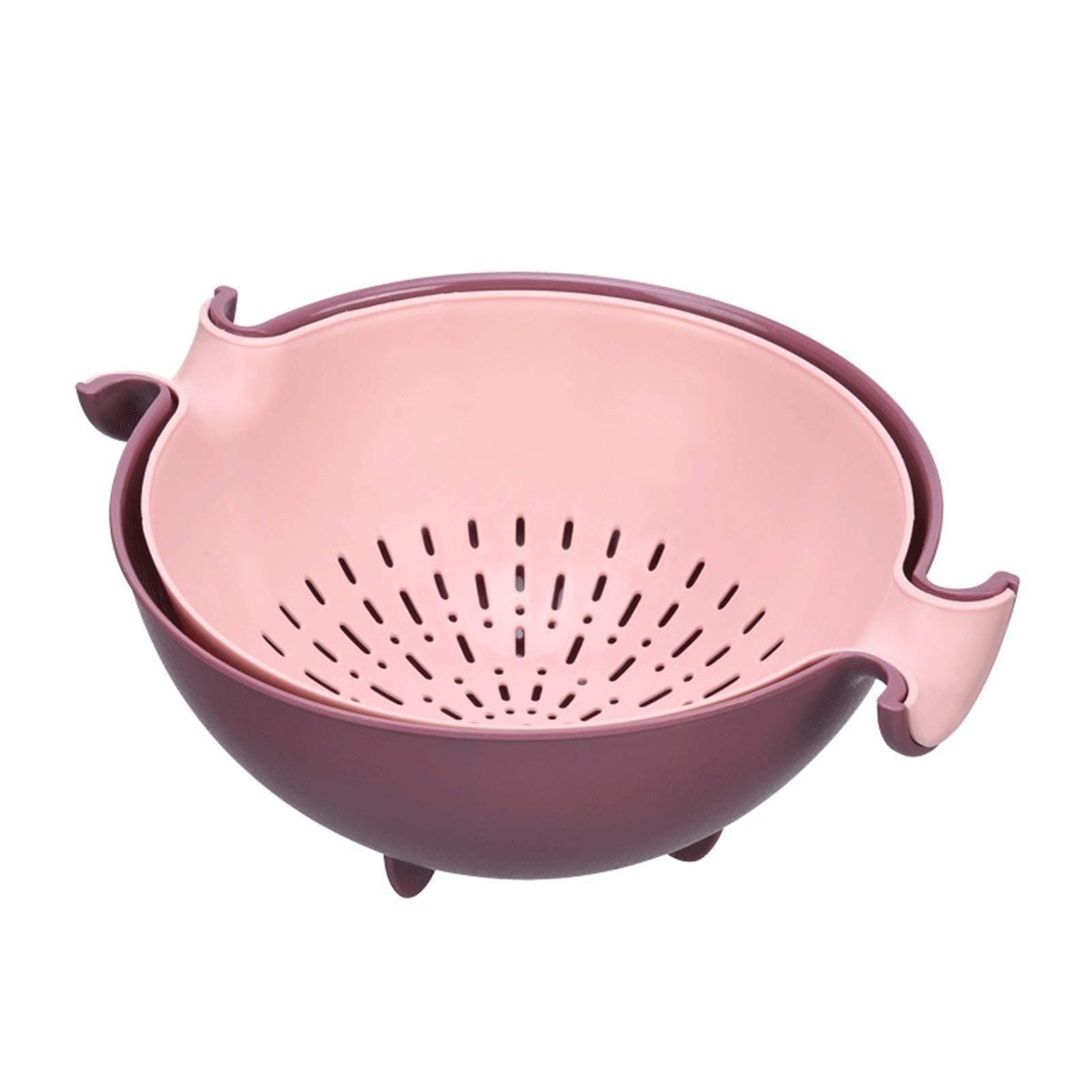 WOMELF Durable Colander 2 in 1 Double Colander/Filter Bowl Round Rotatable Plastic Drain Basket Dishwashing Basket for Washing Fruits and Vegetables in The Kitchen