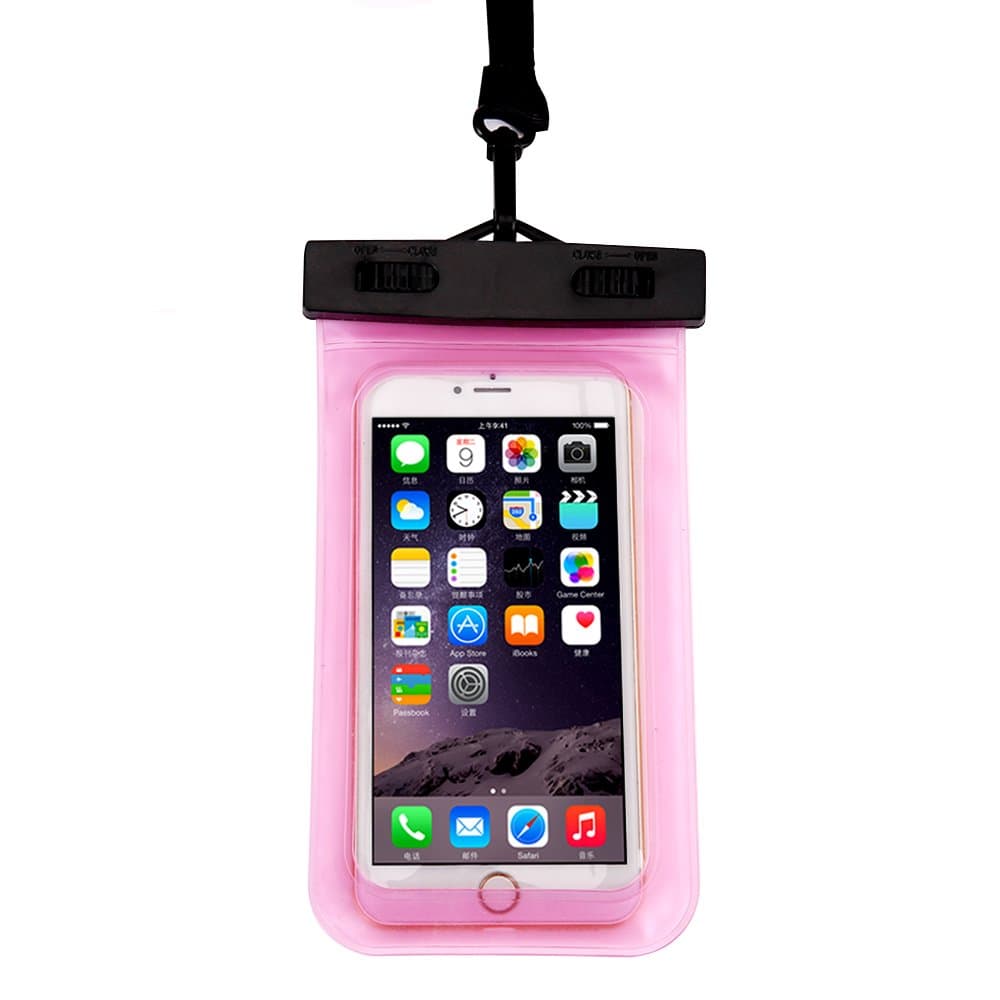 Kasio Phone Waterproof Case,Clear Universal Waterproof Bag Case Protective Wallet Bag Dirtproof Dry Bag for iPhone 6/6S Plus, Samsung,Cell Phone Fit for Cell Phone up to 6'' Diagonal (Rose)