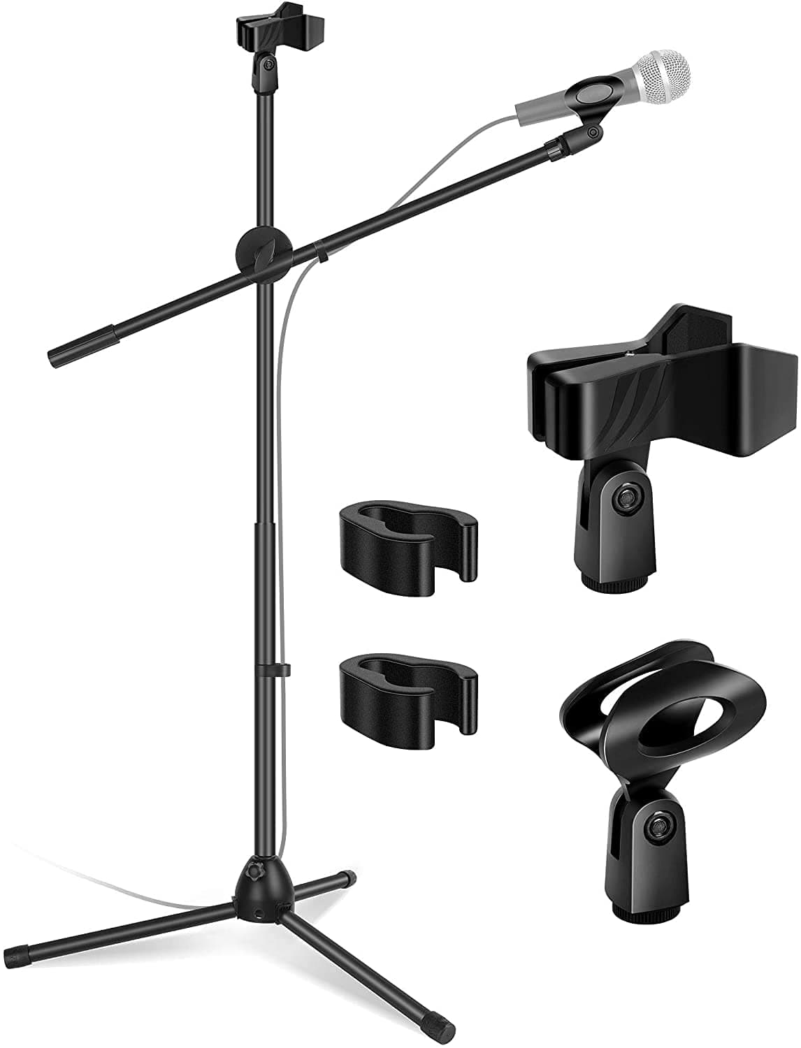 Techtest Adjustable Dual Mic Stand | Heavy Duty Condenser Microphone Stand for Studio, Podcast & Live Singing